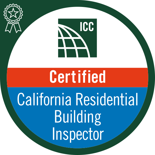 ICC Certified California Residential Building Inspector badge