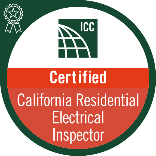 ICC Certified California Residential Electrical Inspector badge